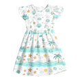 thumbnail image 4 of LILIYA Girls Back to School Print Dresses Flutter Sleeve Clothes Comfortable Lightweight School Outfits Party Dress Pencils, Bookworm, School Bus，Glue,Tellurion,Blackboard Dresses, 4 of 4