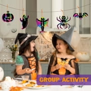 Joyfy 72 Pcs Halloween Crafts for Kids, Rainbow Scratch Art Crafts for Kid, Magic Rainbow Scratch Paper Off Cards with 18 Designs for Halloween Crafts,Arts Supplies, Classroom Activities