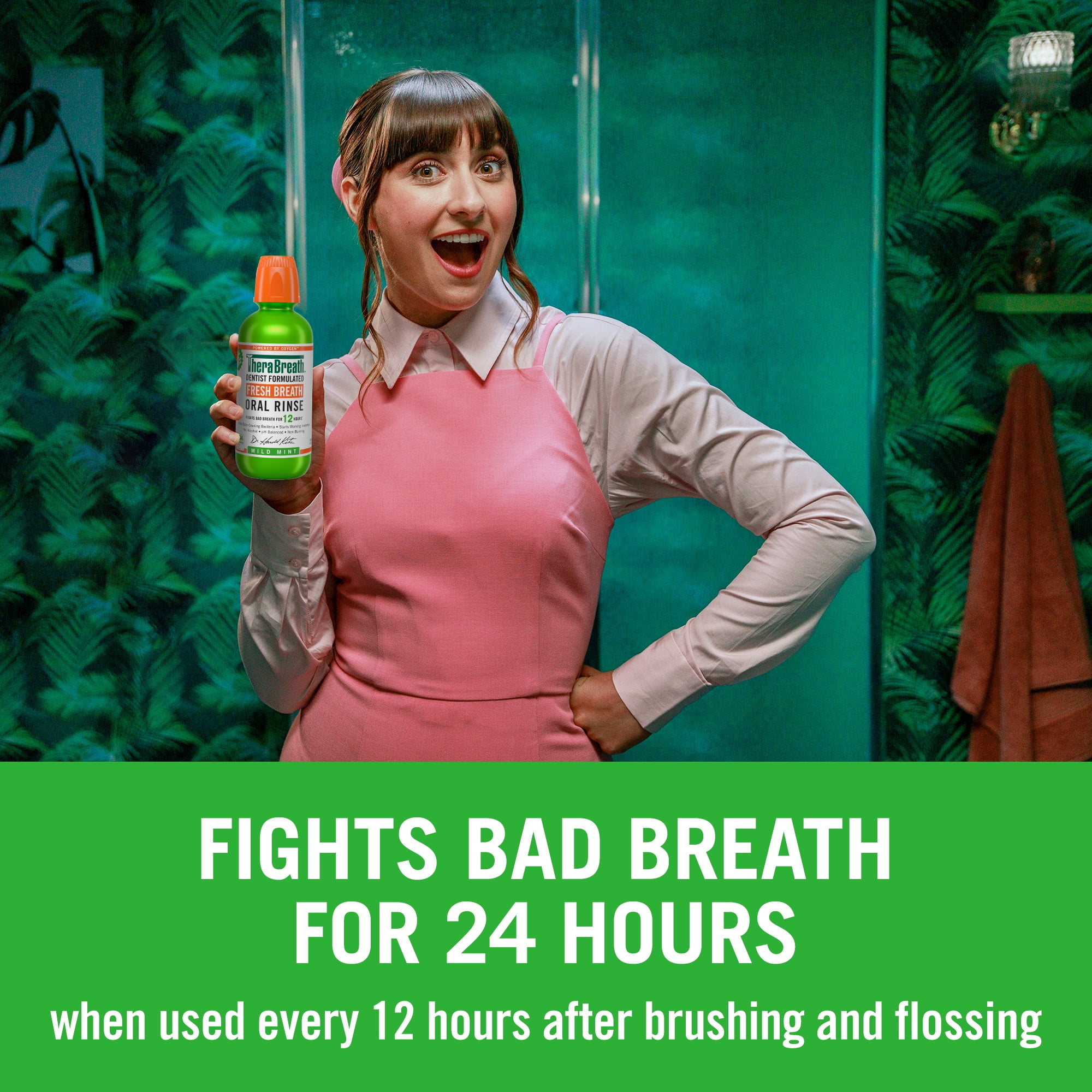 TheraBreath Fresh Breath Mouthwash, Mild Mint, Alcohol-Free, 16 fl oz 