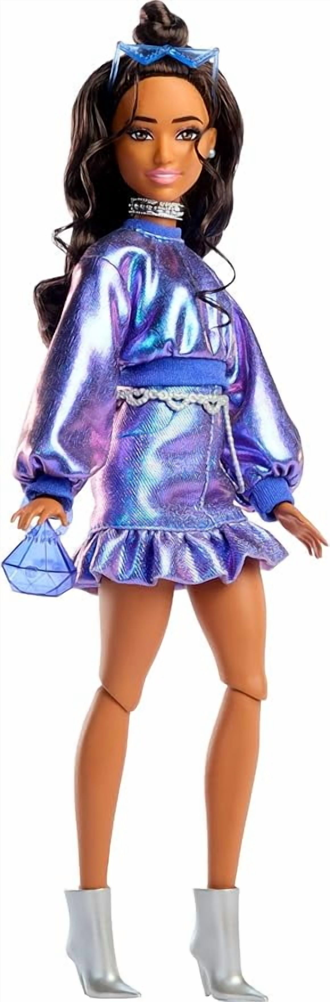 Barbie Deluxe Style Fashion Doll #7 in Metallic Blue Top and Skirt