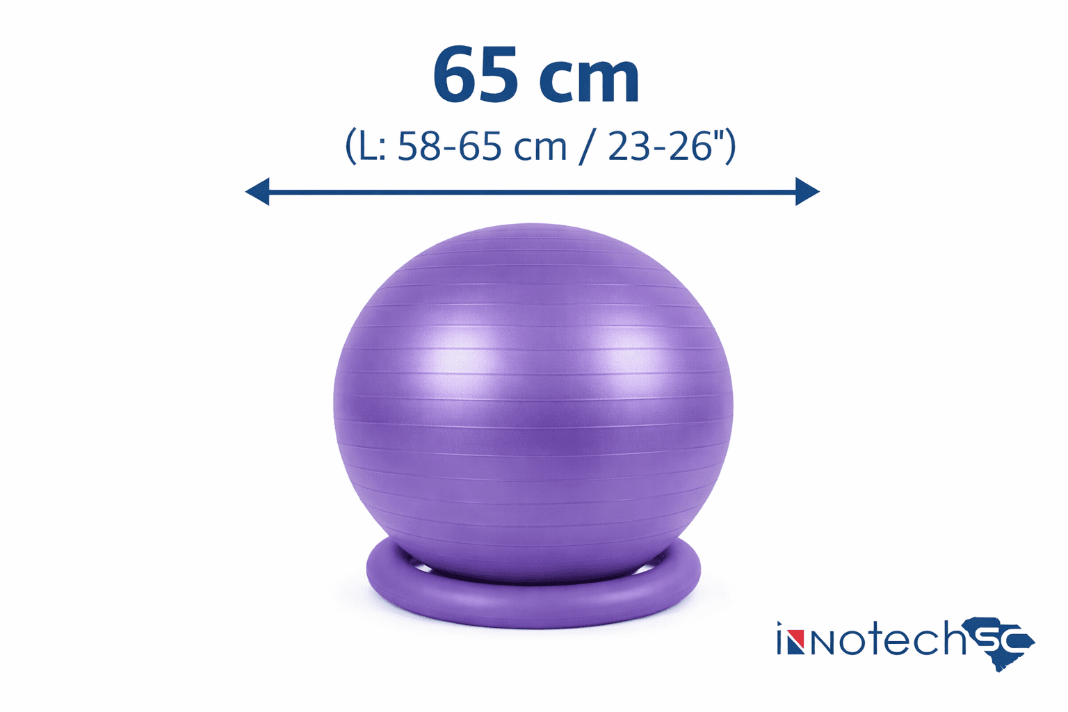 Innotech SC 65cm Yoga Ball with Base & Resistance Bands – Anti-Burst Matte Stability Ball – 750 lb Capacity – Includes Pump & Straps – 1 Pack – Purple
