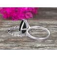 thumbnail image 5 of 2Pcs Wedding Ring Set Pear Shape 2.25 Carat Black Diamond Moissanite Engagement Ring On 10k White gold Halo Design, 5 of 5