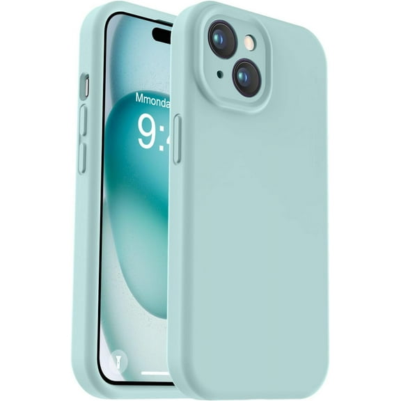Compatible with iPhone 15 Case, Upgrade Defender Liquid Silicone, [Enhanced Camera Protection] [Soft Anti-Scratch Microfiber Lining] Shockproof Phone Case for iPhone 15 6.1 inch - Mint
