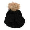 thumbnail image 2 of David & Young  Blessed Plaid Patch Knit Winter Beanie with Pom (Women), 2 of 3