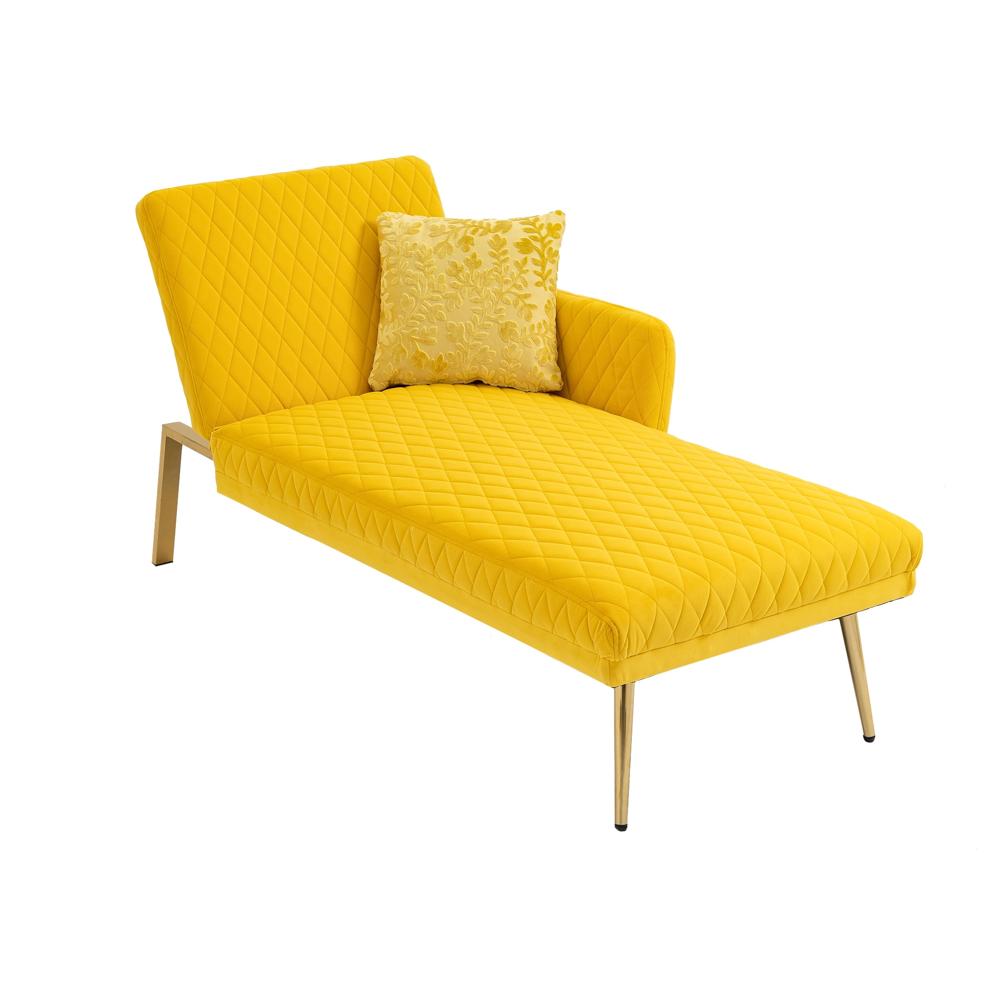 yellow velvet chaise lounge