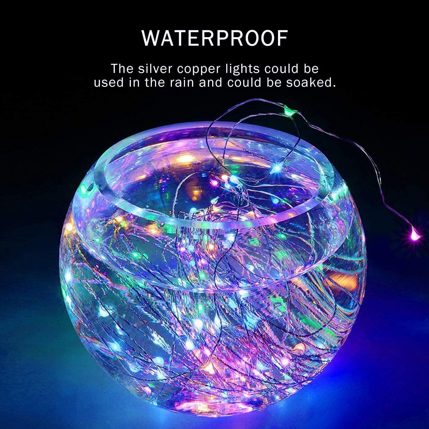 66 Feet 200 Led Fairy Lights Battery Operated with Remote Control Timer Waterproof Silver Wire Twinkle String Lights for Bedroom Indoor Outdoor Wedding Dorm Decor Multicolor 4Pack