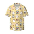 thumbnail image 4 of Uemuo Rabbit And Candy Pattern Cotton Linen Short Sleeve Shirts,Casual Lightweight Button Down Shirts,Vacation Beach Summer Tops-Small, 4 of 7