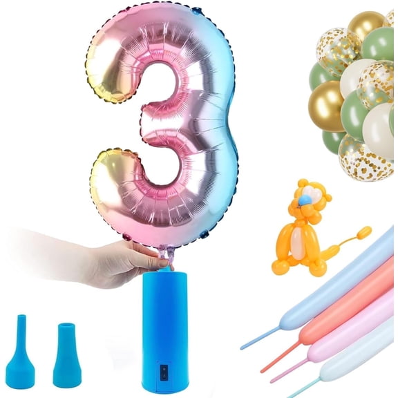 B-Qtech Portable Electric Balloon Pump, Dual Nozzle Inflator for Foil Latex Animal Shapes, Party Birthday Supplies (Blue)
