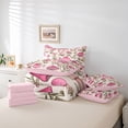 thumbnail image 6 of Homewish Cute Cartoon Mushroom 7pcs Bedding Comforter Set,Rustic Floral Flower Queen Bedding Sets,Pink Beige Queen Sheet Sets For Girl Teens,Microfiber Bedroom Decor Reversible, 6 of 8