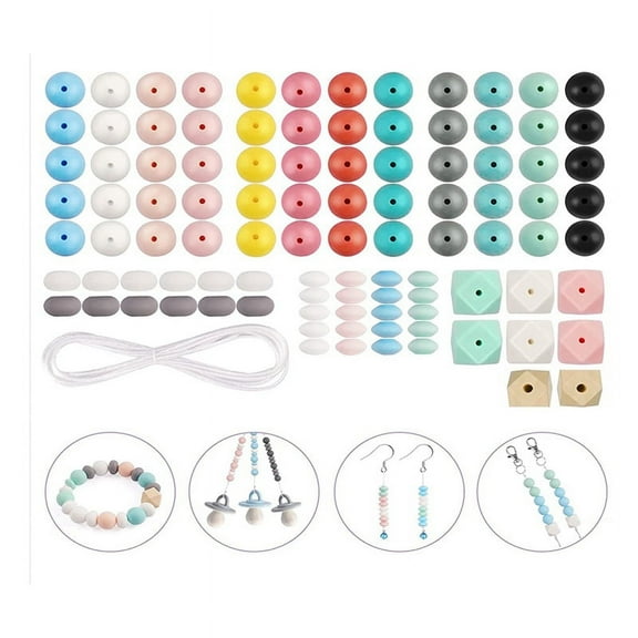 100 Pcs 15mm Silicone Beads Round Shape Polygonal Accessory Kit for DIY Keychain Making Bracelet