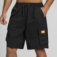 thumbnail image 2 of Mens Shorts Athletic Work Bermuda Shorts Summer Casual Loose Straight Outerwear Black L, 2 of 7