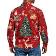 thumbnail image 4 of Men's Casual Style Christmas Print Loose Fit Henley Shirt Long Sleeve Top for Relaxed Comfort, Holiday Themed Casual Wear for Men,Deep Red,2XL, 4 of 7