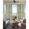 thumbnail image 4 of Watercolor Stripes Blackout Curtains 96 Inch Length Green Yellow Plaid Thermal Insulated Window Curtain Window Drapes 2 Panels for Bedroom Living Room 52"Wx96"L, 4 of 9