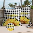 thumbnail image 3 of Sunflowers Outdoor Pillow Covers 16x16 Set of 2,Waterproof Patio Throw Pillowcase Protectors,Black White Check Sunshine Buffalo Bee Decorative Pillow Shams Cushion Covers for Seat Bed Couch Sofa, 3 of 8