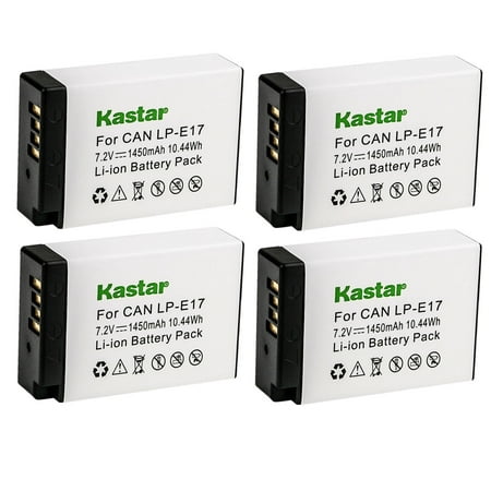 Image of Kastar 4-Pack LP-E17 Battery 7.2V 1450mAh Replacement for Canon EOS M3 EOS M5 EOS M6 EOS M6 Mark II Canon EOS 77D EOS 200D EOS 250D Canon EOS R8 Mirrorless EOS R50 Mirrorless Camera
