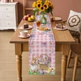 thumbnail image 2 of Happy Easter Table Runner 48 Inches Long Farmhouse Dress Scarves, Spring Easter Eggs Bunny Floral Pink Plaid Dining Tablerunner for Coffee Table/Kitchen Island/Party Décor, 13" x 48", 2 of 8