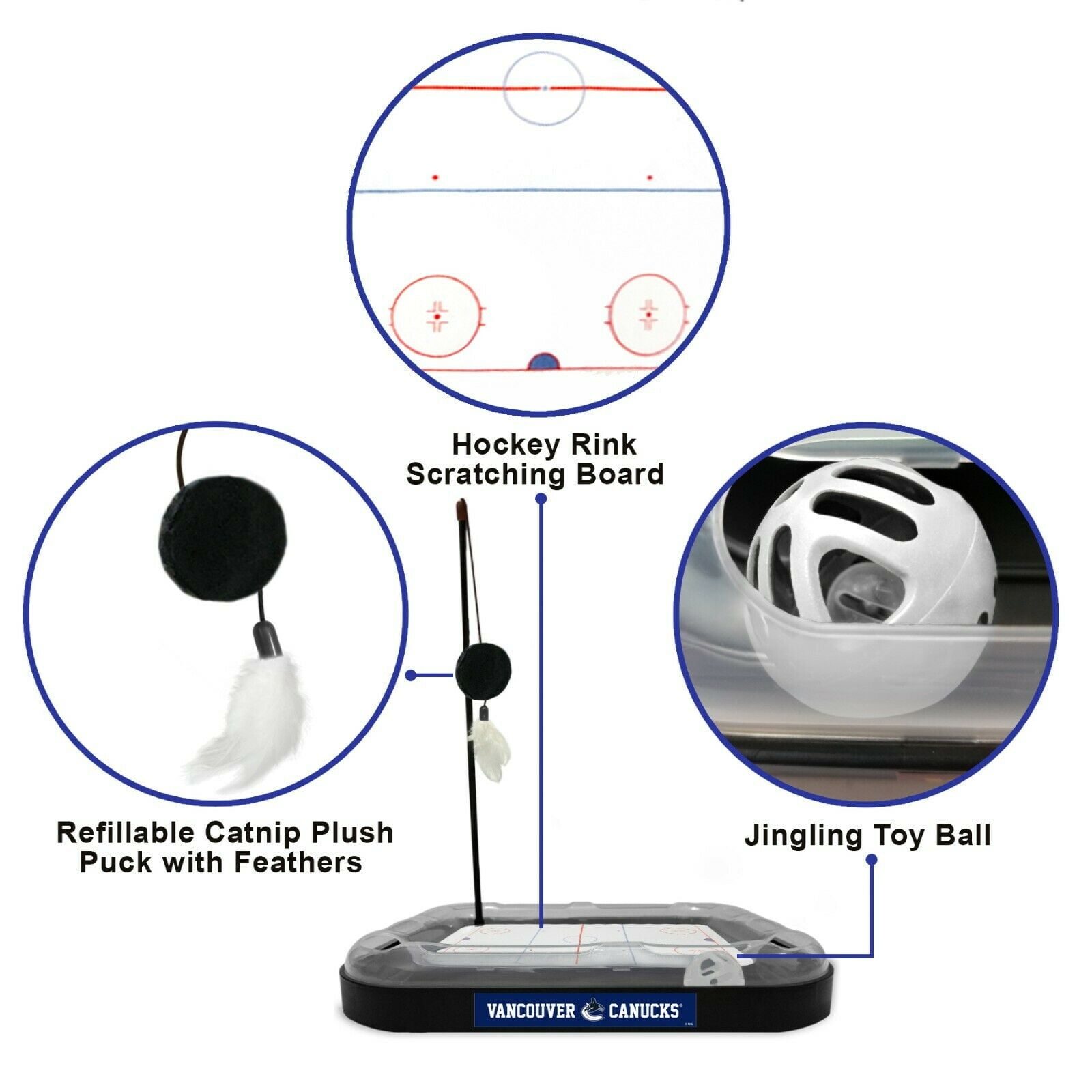 NHL Vancouver Canucks CAT Scratcher Toy with Catnip Plush & Feather Cat Toy 5-in-1 Kitty Toy