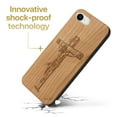 thumbnail image 3 of Case Yard Wooden Case Outside Soft TPU Silicone, Slim Fit Shockproof Wood Protective Phone Cover for Girls Boys Men and Women, Supports Wireless Charging Jesus Cross Design case for iPhone-SE, 3 of 7