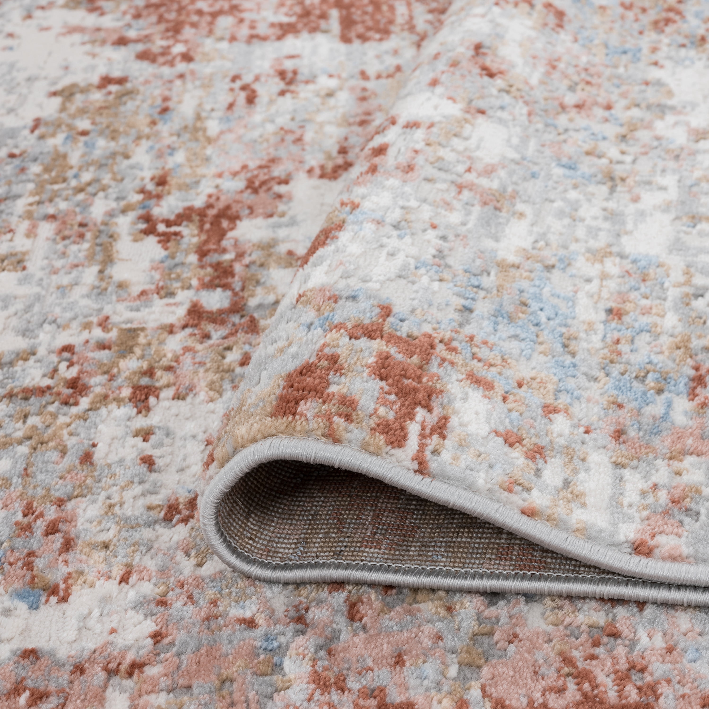 Yardley Distressed Contemporary Abstract Rust, Gray Indoor Area Rug, 2' x 7'