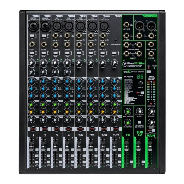 MEZCLADORA 12 CANALES EFECTOS Y USB MACKIE PROFX12V3 CHPROFX12V3
