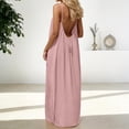 thumbnail image 5 of Long V Neck Women's Strapless Backless Loose Loungewear Dress Pink L, 5 of 7