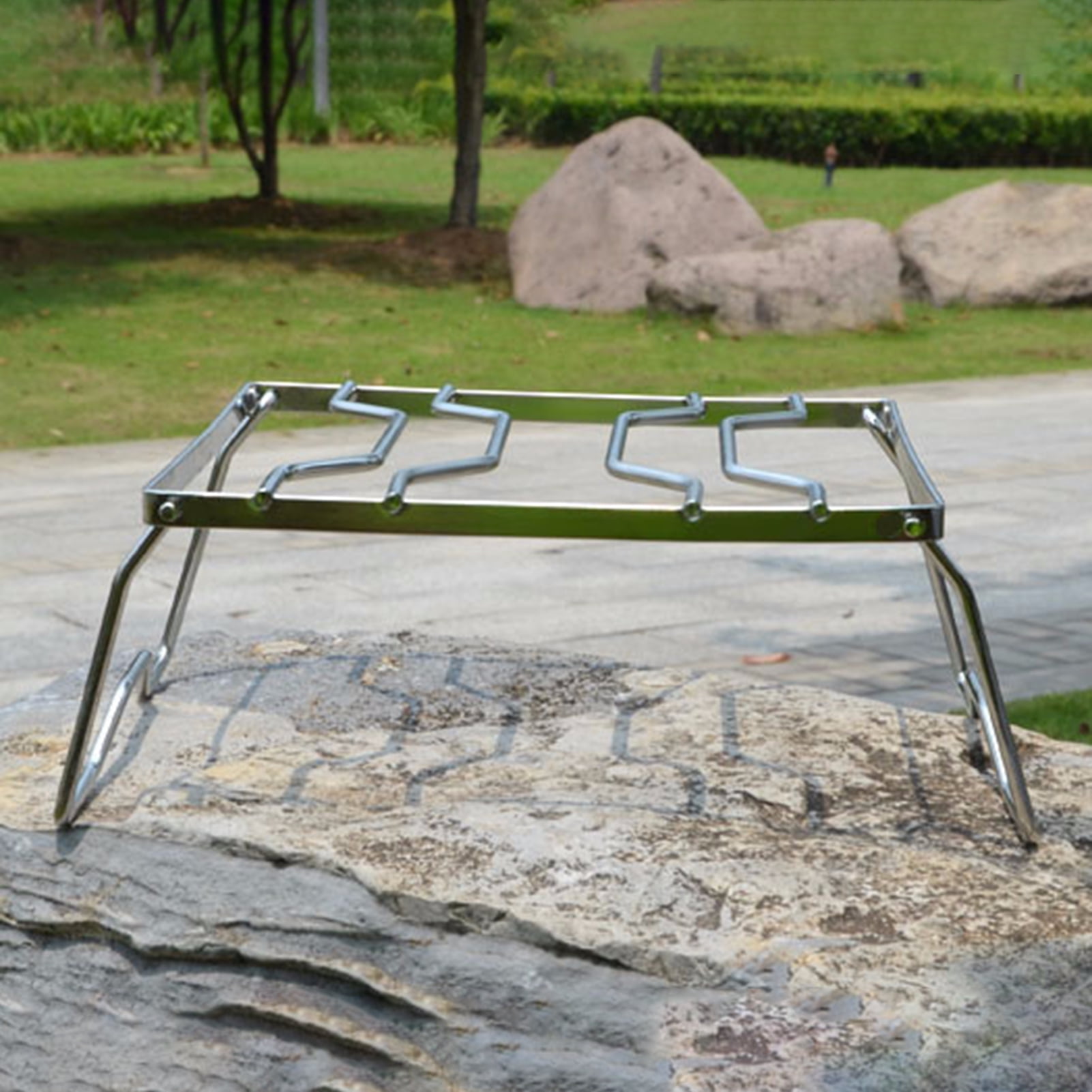 NUZYZ 1 Set Camping Grill Rack Corrosion Resistant Stainless Steel Antirust Camp Stove Stand