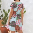 thumbnail image 4 of LbsKUS Women Beach Mini Dress Tropical Graphic Resort Wear Short Sleeve Crew Neck T-Shirt Dresses Waist Tie Belt Dress(Blue,X-Large), 4 of 4