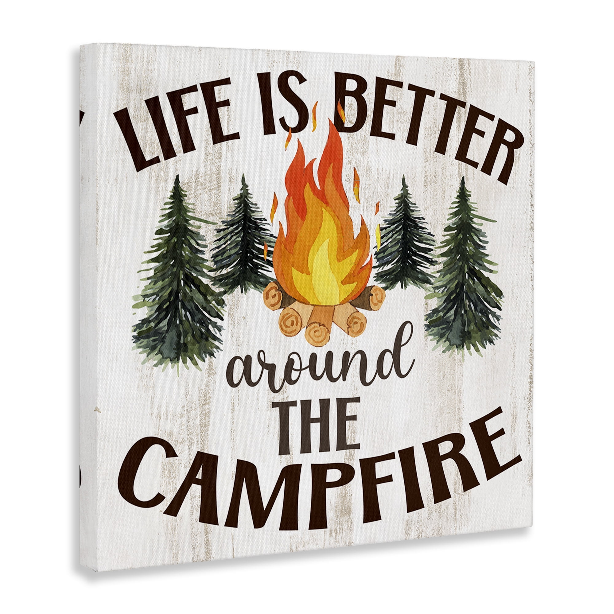 Stupell Industries Rustic Campfire Phrase Landscape Painting Gallery Wrapped Canvas Art Print Wall Art, 30 x 30