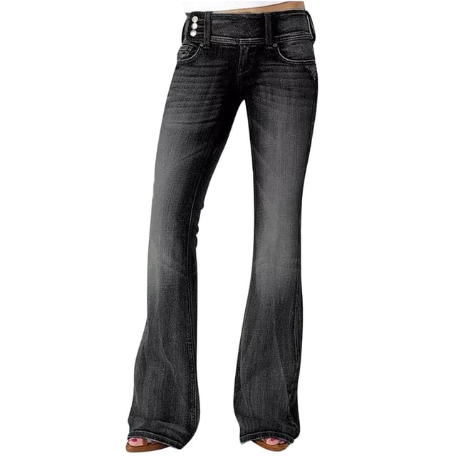 Soki Jeans Taille Haute Évasés pour Femmes Skinny Jambes Larges en Denim Extensible