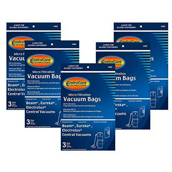 EnviroCare 15 Replacement Vacuum Bags Compatible with Eureka Beam Electrolux Star-Brute Kenmore Mastercraft Nutone Central
