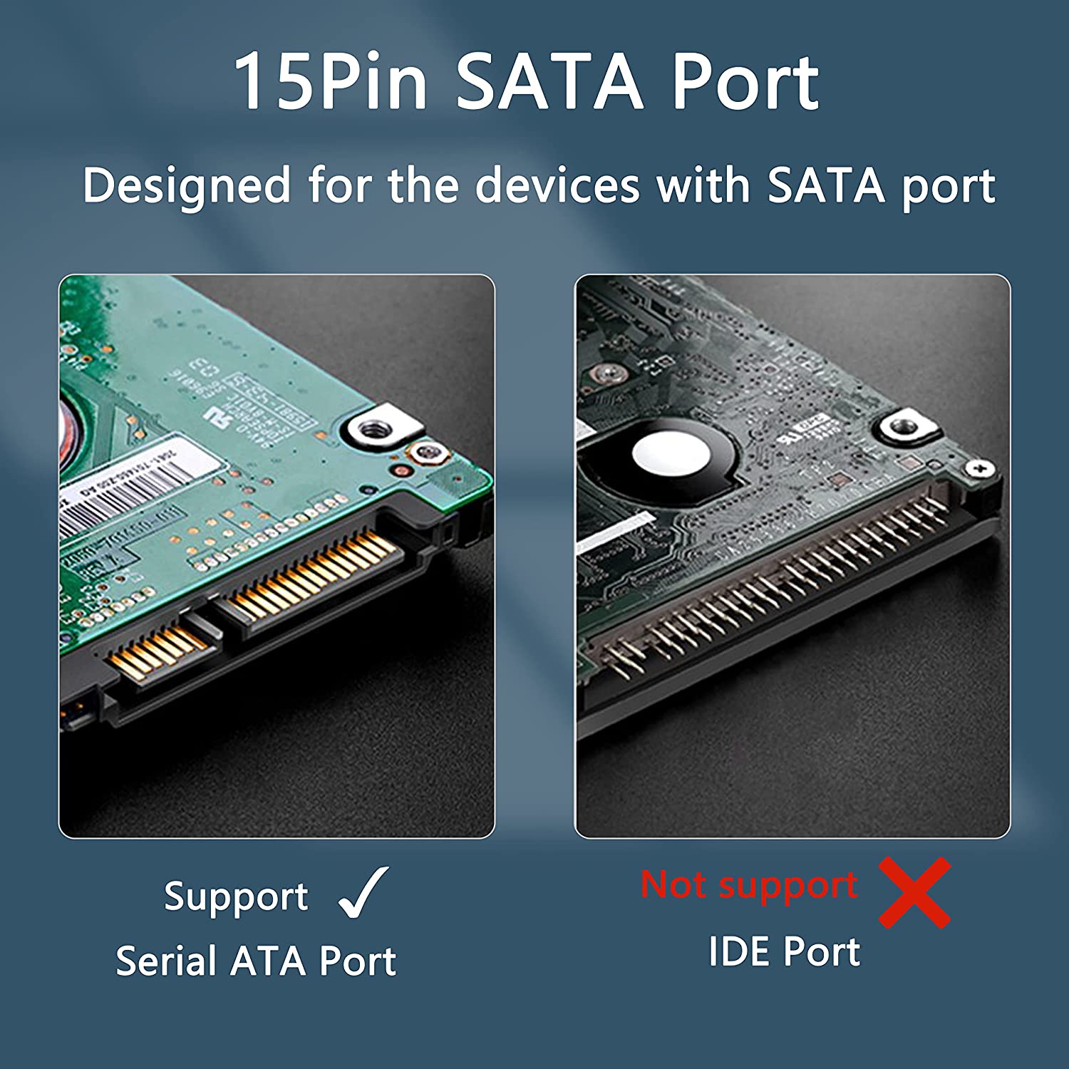 HRTGFD-15Pin SATA Male to 5 x 15 Pin SATA Female Hard Drive Power Right Angle Splitter Adapter Cable Extension Cable for Hard Disk 50CM