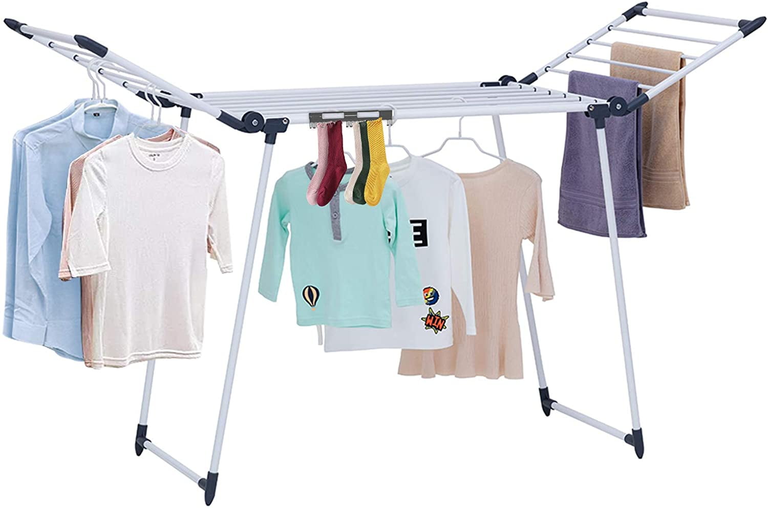 Folding Clothes Drying Rack With Wheels For Indoor And Outdoor Costway