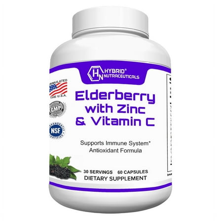 Sambucus Black Elderberry with Zinc and Vitamin C for Adults, Immune Support with Echinacea, Turmeric, Garlic, Vitamin E, B6, Probiotics and L-Glutamine