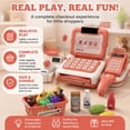 thumbnail image 4 of TOYOUME Pretend Play Cash Register Supermarket Checkout with Shopping Basket, 1 Set, Pink, 4 of 6