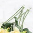 thumbnail image 5 of 5 piezas de flores artificiales de color amarillo brillante y rosa para una decoración duradera, ramo de rosas de seda vibrantes, 5 of 5
