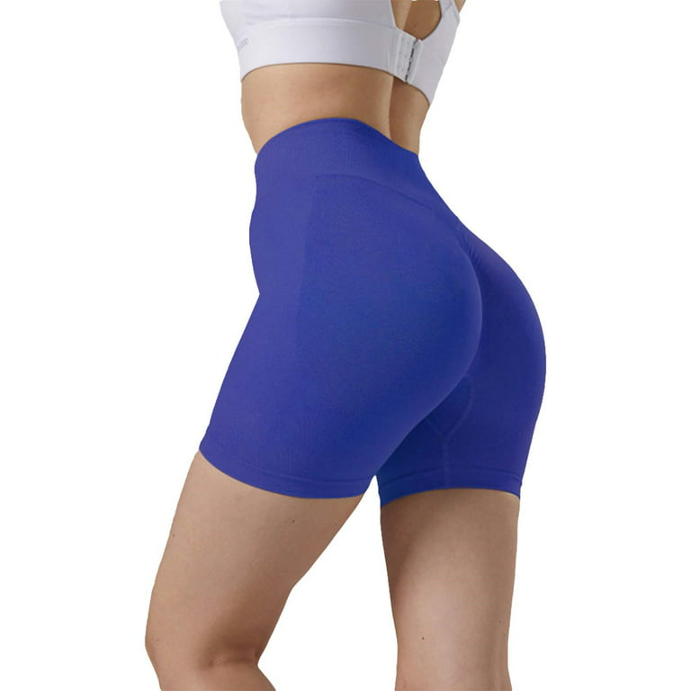 ZMHEGW High Waist Soft Yoga Shorts Sweat Shorts Solid Light Blue Xl
