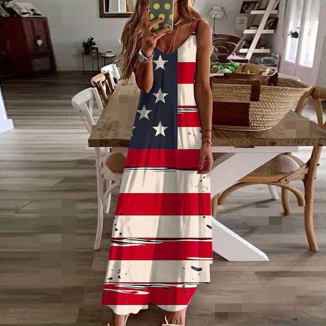 FcBaudy Camis Robe Sans Manches à Col en V, Robes d'Été pour Femmes, Robes d'Été pour Femmes Imprimé Robe Sans Manches à Col Rond Robes Décontractées Robe pour Femmes