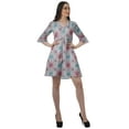 thumbnail image 3 of Moomaya Womens Poly Crepe Shirt Dress Printed Ruffle Sleeves Casual Summer Wear, 3 of 6