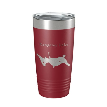 

Rangeley Lake Map Tumbler Travel Mug Insulated Laser Engraved Coffee Cup Maine 20 oz Maroon