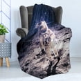 thumbnail image 4 of Outer Space Soft Flannel Fleece Throw Blanket, Moon Spaceman on the Surface of Orbit Background Cosmos Galaxy Solar Photo, Cozy Plush for Indoor and Outdoor Use, 70" x 90", Brown Blue, by Ambesonne, 4 of 5