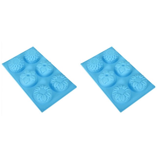 Moldes para muffins con forma de girasol de 2 x 6 cavidades, moldes para cupcakes, moldes para hornear pasteles, manualidades, jabón hecho a mano, forma de flor, bricolaje