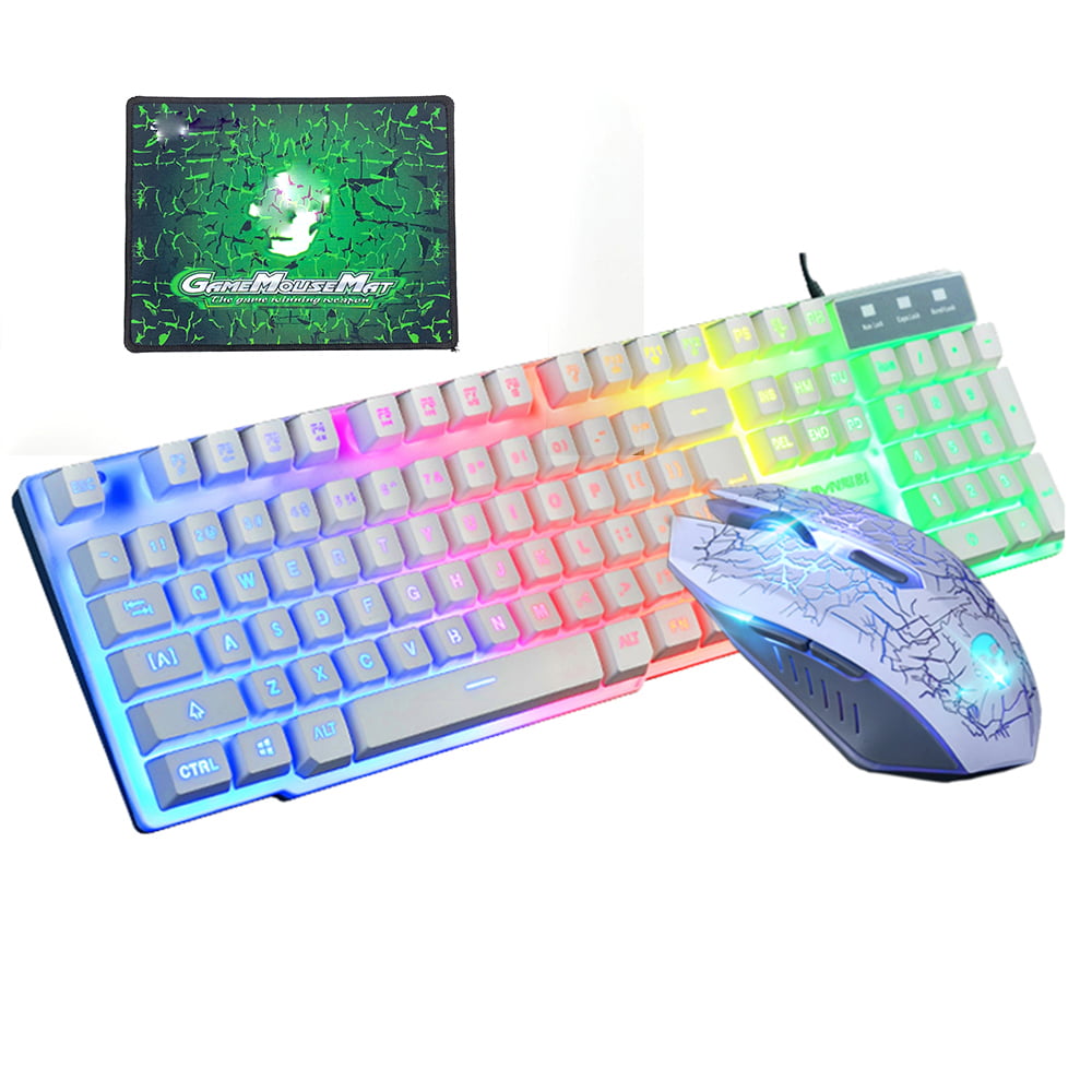 Gaming Keyboard and Mouse Combo Set With Mouse Pad Rainbow Color