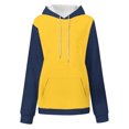 thumbnail image 4 of miqiqism Women's Color Block Oversized Hooded Sweatshirts Juniors Casual Long Sleeve Hoodies Drop Shoulder Fleece Pullover Sweatshirt with Pocket,Yellow,Large, 4 of 6