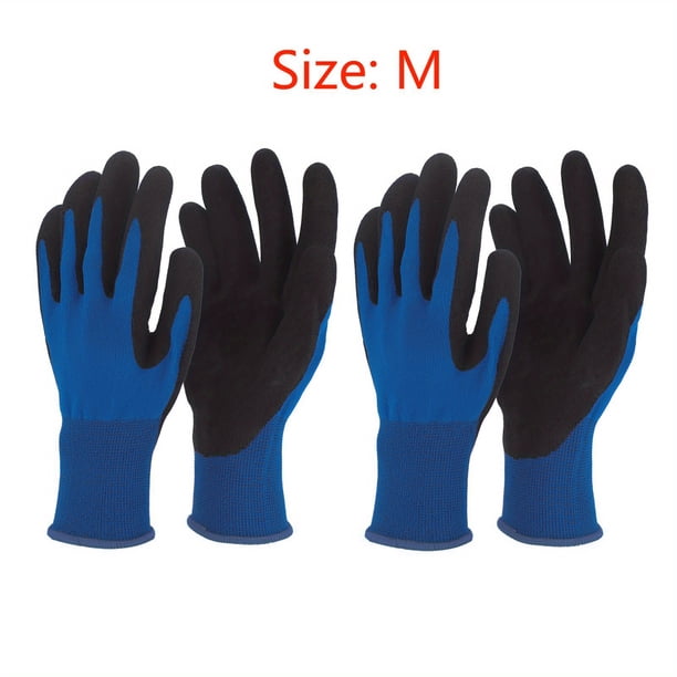 2 Pairs, Blue Gardening Gloves For Women Men, Protective Polyester And Nitrile Thornproof Work Gloves, Breathable Durable Touch-Screen Garden Gloves For Weeding Digging Raking Pruning (Large)