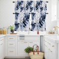 thumbnail image 3 of Abstract B;ie Leaf Kitchen Curtains Valances and Tiers Set of 3 Summer Tropical Leaves Watercolor Plant Tier Curtains and Valance with Rod Pocket for Small Windows, 27.5"x36", 3 of 9