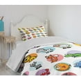 thumbnail image 4 of Ambesonne Zoo Quilted Bedspread Set 2 Pcs, Funny Cartoon Animals Set, Twin Size, Multicolor, 4 of 6