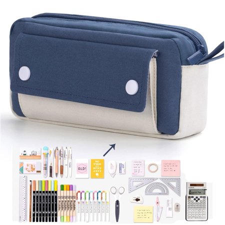 Large Capacity Pen Pencil Pouch Durable Bag, Portable Journaling Supplies With Easy Grip Handle, Marker Travel Simple Bag, School Office Aesthetic Organizer For Girls Adults By PAKASEPT