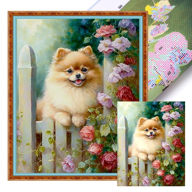 Hilo Algodón para Bordado Punto Cruz Con Flores Y 11CT 40x50cm