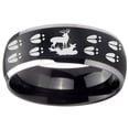 thumbnail image 2 of Tungsten Deer Hunting Tracks 8mm Brushed Black 2 Tone Dome Polished Edges Men Ring, 2 of 2