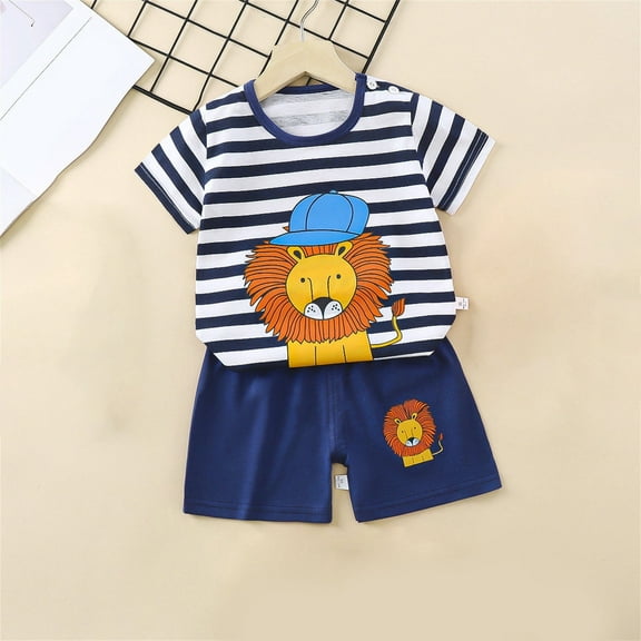 Shldybc Toddler Kids Baby Boys Girls Fashion Cute Short Sleeve Puppy Print Casual Suit